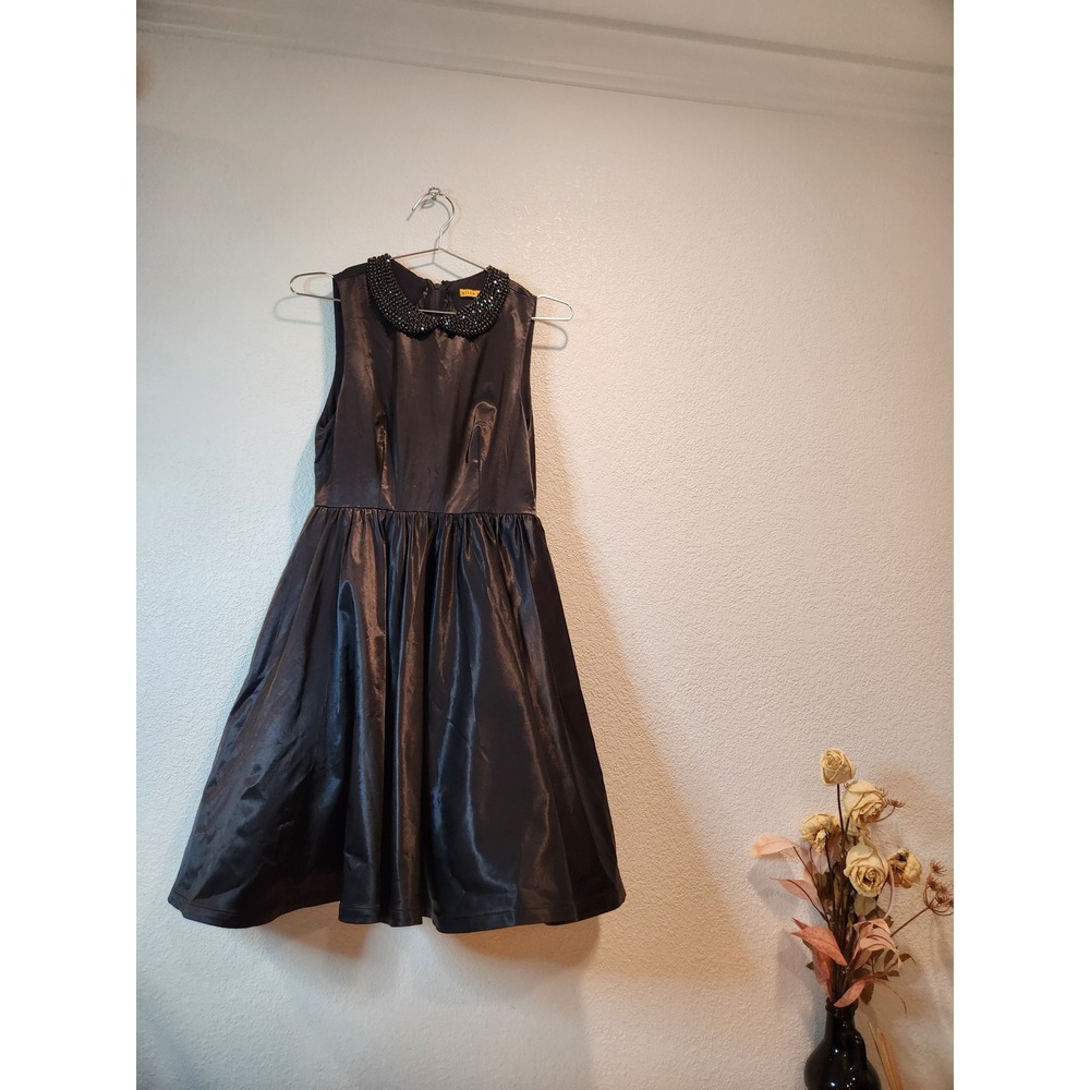 Alice +‎ Olivia Black Dress Beaded Collar Sleeveless Party Cocktail
